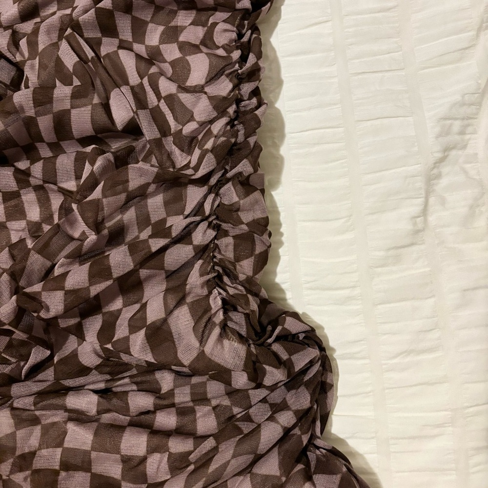NWT UO ruched mini dress 🤎 - Picture 4 of 6